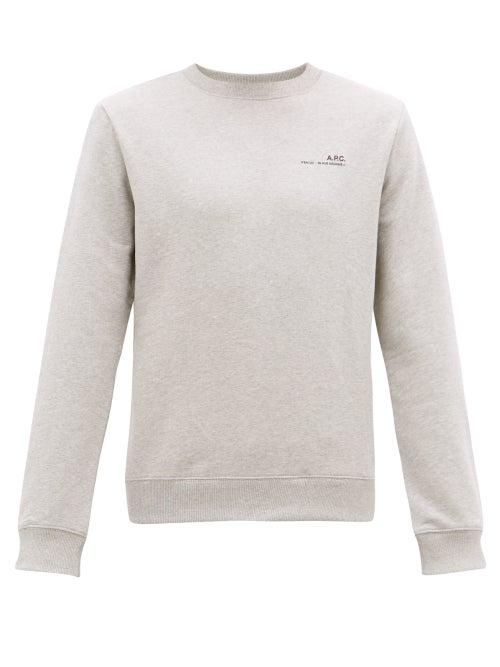 Matchesfashion.com A.p.c. - Logo-print Cotton Sweatshirt - Mens - Grey