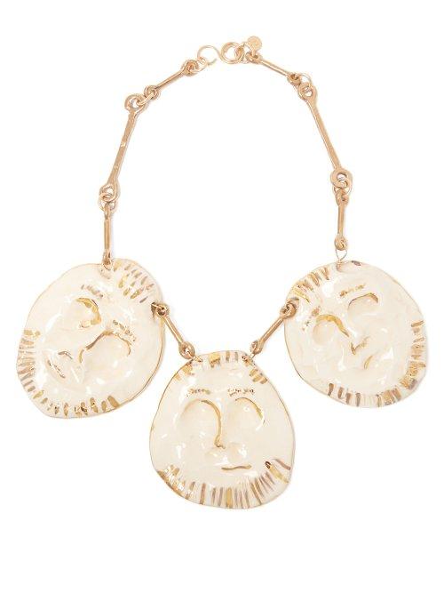 Matchesfashion.com Sonia Boyajian - Pablo Gold Plated Ceramic Necklace - Womens - Gold