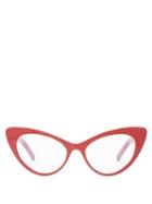 Matchesfashion.com Saint Laurent - Lily Cat Eye Frame Acetate Glasses - Womens - Red