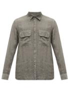 120 Lino 120% Lino - Patch Pocket Linen Shirt - Mens - Grey