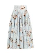 Matchesfashion.com Emilia Wickstead - Nicola Ship Print Midi Skirt - Womens - Blue Print