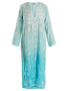 Juliet Dunn Floral-embroidered Silk Shirtdress