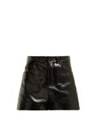 Matchesfashion.com Saint Laurent - High Waisted Vinyl Shorts - Womens - Black