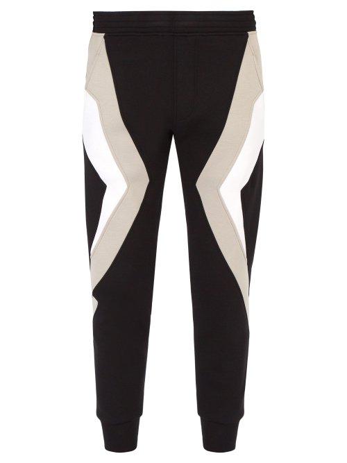 Matchesfashion.com Neil Barrett - Chevron Panelled Jersey Track Pants - Mens - Black Multi