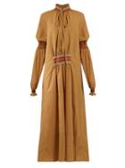 Matchesfashion.com Loewe - Smocked Long Dress - Womens - Camel
