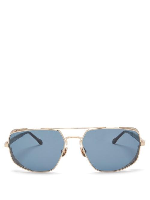 Mens Eyewear Matsuda - Aviator Titanium Sunglasses - Mens - Blue Grey