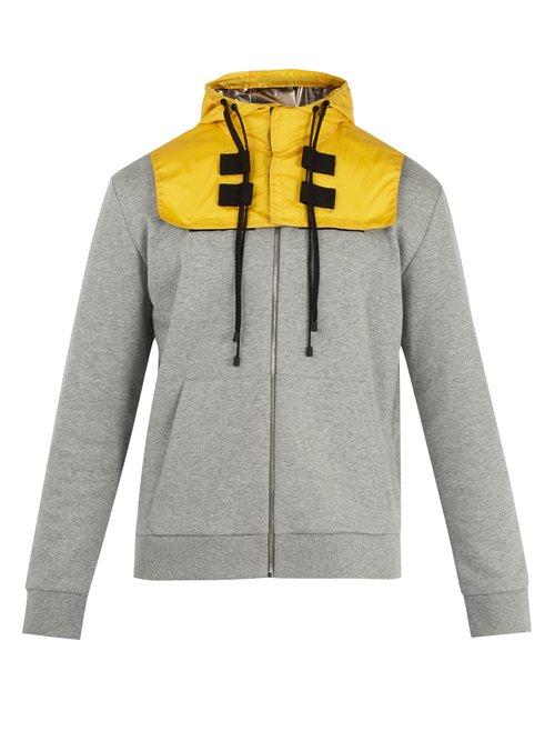 Matchesfashion.com Valentino - Detachable Hood Zip Up Cotton Blend Sweatshirt - Mens - Grey