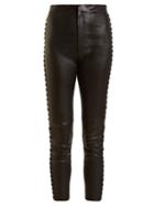 Matchesfashion.com Isabel Marant - Medley Whipstitch Seam Cropped Leather Trousers - Womens - Black