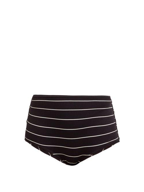 Matchesfashion.com Solid & Striped - The Brigitte Striped Bikini Briefs - Womens - Black Stripe