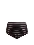 Matchesfashion.com Solid & Striped - The Brigitte Striped Bikini Briefs - Womens - Black Stripe