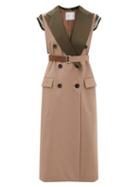 Sacai - Pleated-back Dress - Womens - Beige