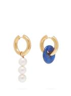 Matchesfashion.com Timeless Pearly - Mismatched Pearl & Disc Earrings - Womens - Blue