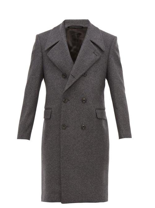 Matchesfashion.com Lemaire - Double Breasted Wool Blend Coat - Mens - Dark Grey