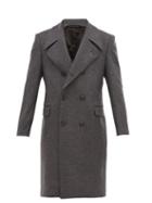 Matchesfashion.com Lemaire - Double Breasted Wool Blend Coat - Mens - Dark Grey