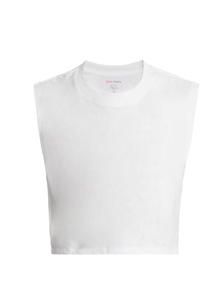 Hanes X Karla The Sleeveless Crop Cotton-jersey Top