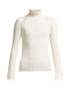 Matchesfashion.com Alexander Mcqueen - Lattice Silk Blend Sweater - Womens - Ivory