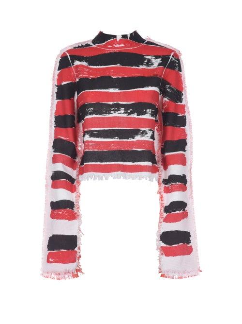 Matchesfashion.com Marni - Brushstroke-stripe Canvas Top - Womens - Red Stripe