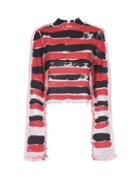 Matchesfashion.com Marni - Brushstroke-stripe Canvas Top - Womens - Red Stripe