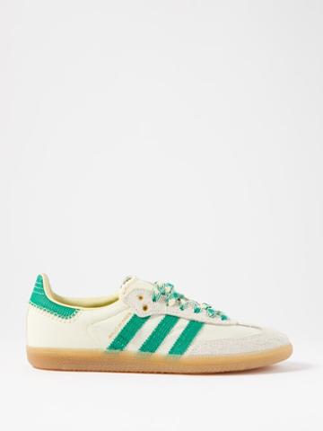 Adidas X Wales Bonner - Wb Samba Striped Suede Trainers - Womens - White