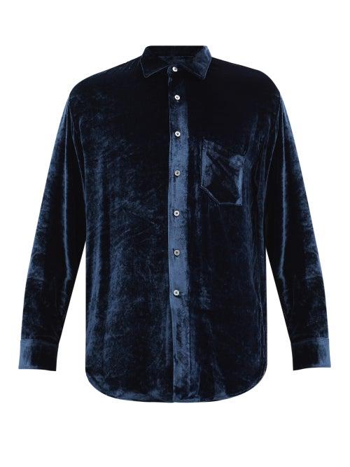 Matchesfashion.com Aldo Maria Camillo - Relaxed Velvet Shirt - Mens - Dark Blue