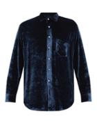 Matchesfashion.com Aldo Maria Camillo - Relaxed Velvet Shirt - Mens - Dark Blue