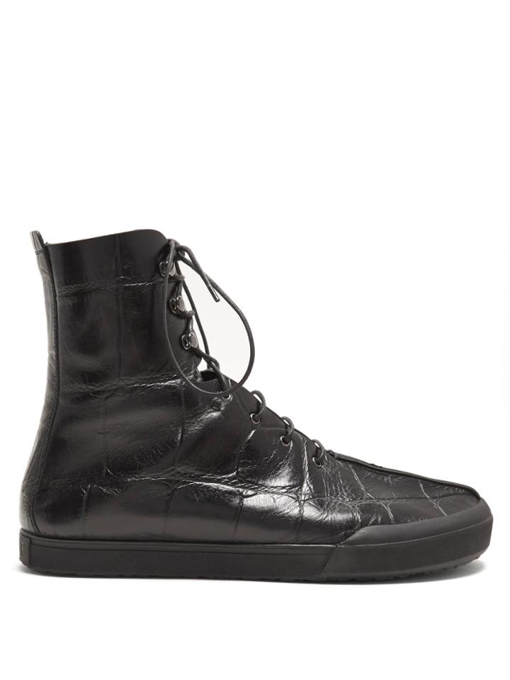 Loewe Crocodile-effect Leather Ankle-boots