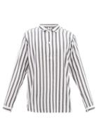 Smr Days - Ornos Lam-stripe Cotton-mariner Tunic Shirt - Mens - Blue Stripe