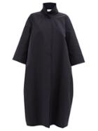 Ladies Rtw Raey - High Neck Cotton-drill Opera Coat - Womens - Dark Navy