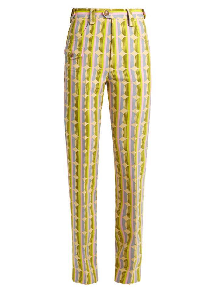 Miu Miu Circle Striped-print Wool-blend Trousers