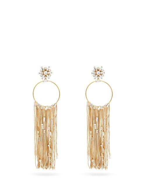 Matchesfashion.com Rosantica By Michela Panero - Insanity Crystal Embellished Hoop Drop Earrings - Womens - Gold