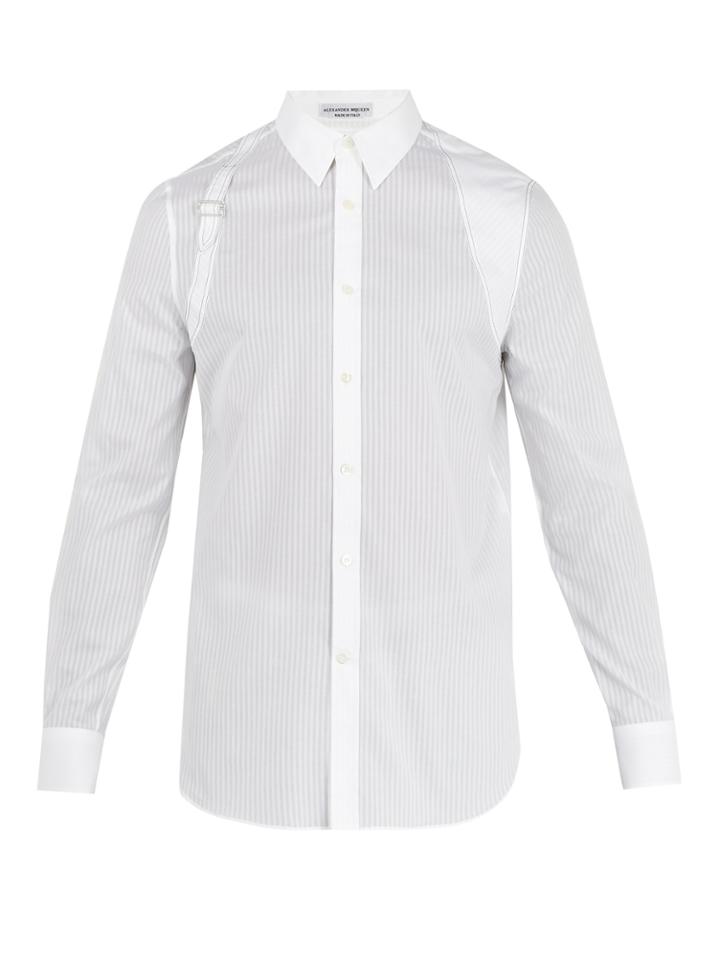 Alexander Mcqueen Harness-detail Striped Cotton Shirt