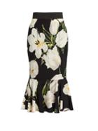 Dolce & Gabbana Tulip-print Stretch-silk Skirt