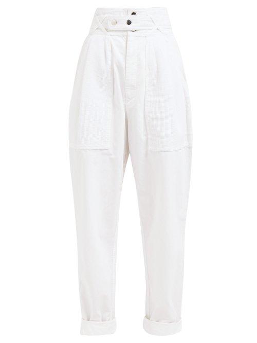 Matchesfashion.com Isabel Marant - Turner High Rise Cotton Trousers - Womens - White