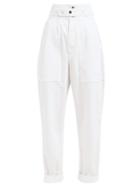 Matchesfashion.com Isabel Marant - Turner High Rise Cotton Trousers - Womens - White