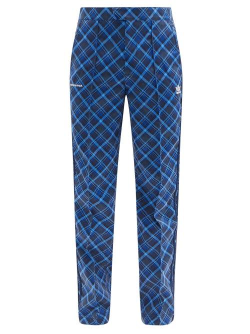 Matchesfashion.com Adidas X Wales Bonner - Tartan-print Twill Trousers - Mens - Blue