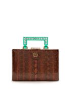 Matchesfashion.com Gucci - Broadway Embellished Perspex Handle Snakeskin Bag - Womens - Brown