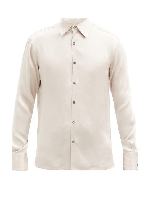 Matchesfashion.com 73 London - Silk-charmeuse Shirt - Mens - Grey Gold
