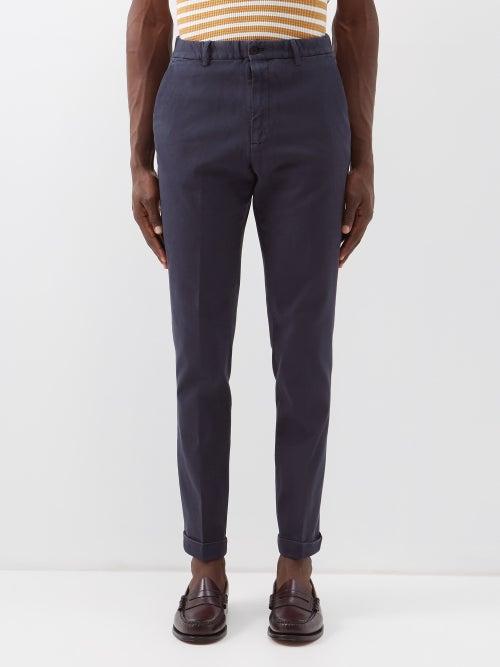 Thom Sweeney - Cotton-blend Chino Trousers - Mens - Navy