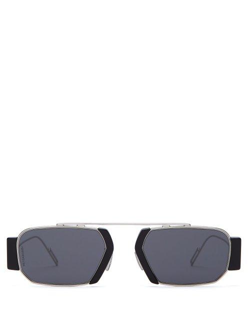 Matchesfashion.com Dior Homme Sunglasses - Diorchroma2 Square Frame Metal Sunglasses - Mens - Silver