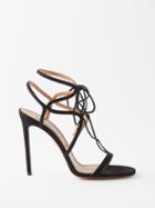 Aquazzura - Aliya 105 Lace-up Suede Sandals - Womens - Black