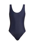 Matchesfashion.com Albus Lumen - Scoop Back Contrast Piping Swimsuit - Womens - Navy
