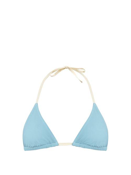 Matchesfashion.com Roxana Salehoun - Triangle Bikini Top - Womens - Light Blue