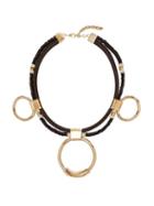 Matchesfashion.com Chlo - Sawyer Leather, Bead And Brass Hoop Necklace - Womens - Black