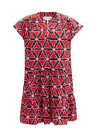 Saloni - Ashley-b Geometric-print Cotton Dress - Womens - Red