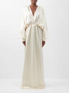 Gucci - Draped-back Gathered Silk-blend Satin Gown - Womens - Ivory