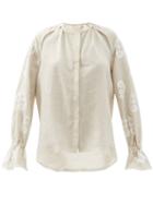 Matchesfashion.com Themis Z - Peacock Belted Linen Shirt - Womens - Beige