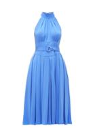 Matchesfashion.com Diane Von Furstenberg - Nicola High Neck Belted Silk Dress - Womens - Blue