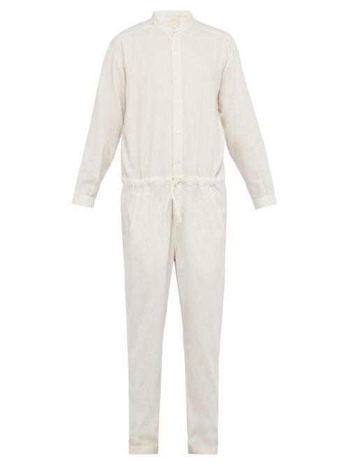Matchesfashion.com Marrakshi Life - Nero Drawstring Waist Cotton Blend Jumpsuit - Mens - Cream