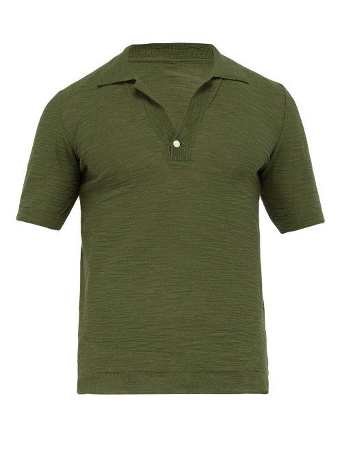 Matchesfashion.com Jacquemus - Stretch Knit Cotton Blend Polo Shirt - Mens - Dark Green