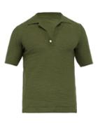 Matchesfashion.com Jacquemus - Stretch Knit Cotton Blend Polo Shirt - Mens - Dark Green